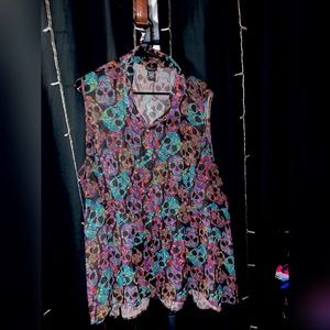 Torrid Colorful Skulls sleeveless blouse